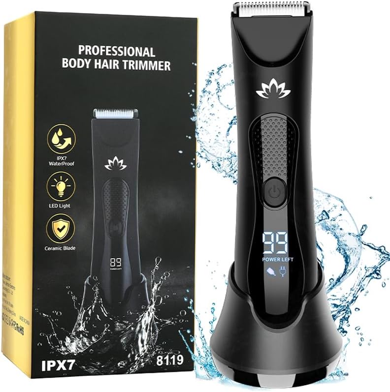 Suttik Manscape Body & Pubic Hair Trimmer for Men, Groin & Ball Trimmer Men, Electric Razor Bikini Trimmer, Body Groomer Ball Shaver for Smooth Wet/Dry Shaving, Led Light - Image 1